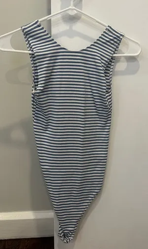 Striped Blue and White bodysuit thumbnail 1