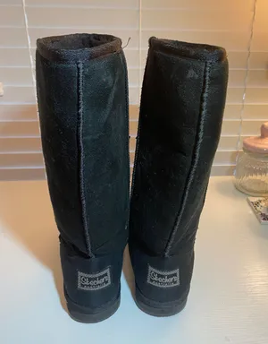 Skechers Australia Womens Winter Boots Black Round Toe Pull On Faux Fur Lined thumbnail 3