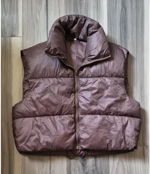 Quilted Sleeveless Puffer Vest — Mauve Brown thumbnail 1