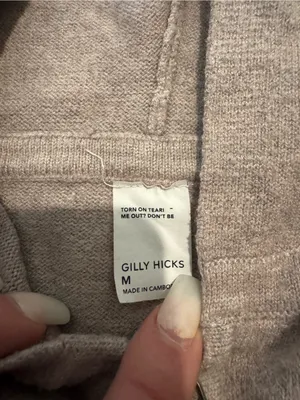 Gilly Hicks Tan/Cream Zip-Up Hooded Sweater Sweatshirt thumbnail 2