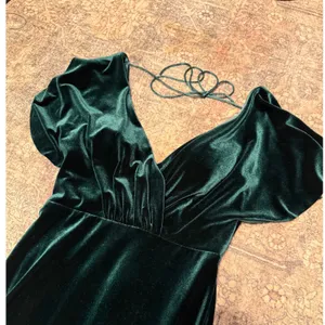 Anthropologie Jenny Yoo Ellis Gown Dark Green Velvet Flutter Sleeve Maxi Dress 4 thumbnail 10