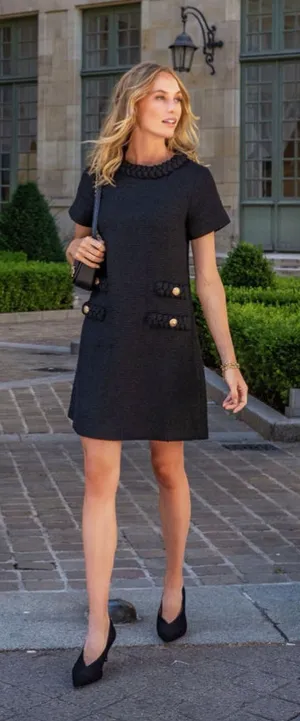 Tuckernuck Black Tweed Braided Jackie Mini Dress S Business Career Prep Academia thumbnail 1