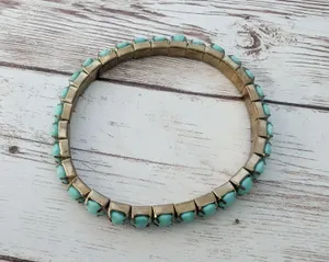 Vintage Stretch Bracelet Turquoise Tone thumbnail 5