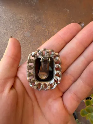 Free People Vintage 70s 80s chunky Turquoise and Black Glass Mable clip on Earrings #boho #statement #summer #y2k thumbnail 4
