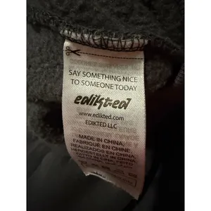 Edikted Women Charcoal Gray Oversized Hoodie Pink Bow Sleeve Graphic Medium NWOT thumbnail 4