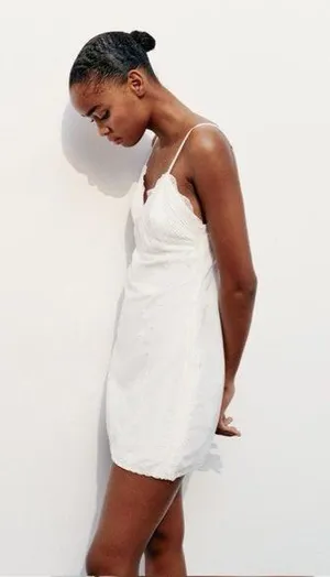 NWT❗️ Zara Embroidered Short Dress with Lace Detail White Size L thumbnail 4