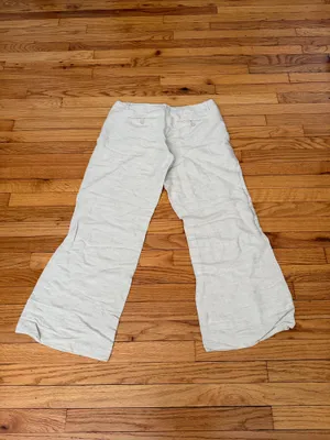 New York & Company Vintage Linen Cream Wide Trousers y2k sz 12 work minimalist coastal thumbnail 4