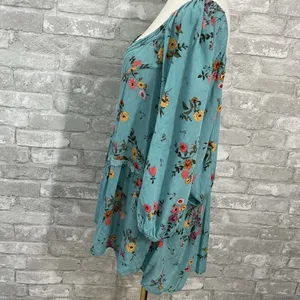 Maurices Teal Floral Babydoll Top thumbnail 4