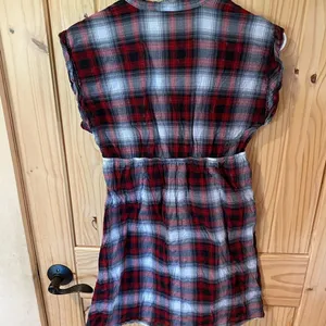 Red and Black Plaid Button-Up Dress thumbnail 4