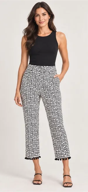 NWT Chico's So Slimming Brigitte Dot Pull On Capris Pom Pom Hem Size 0 / US 4 thumbnail 1