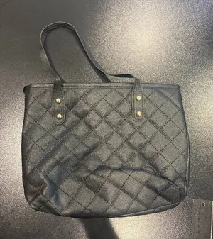 Plain Black Solid Black Purse Pocketbook Handbag Tote Bag w/ Straps thumbnail 1