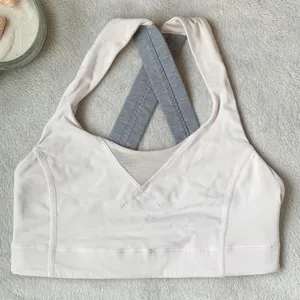Lululemon Bra Colorblock Sz 2 Pink Green Gray Pastel Crossback thumbnail 2