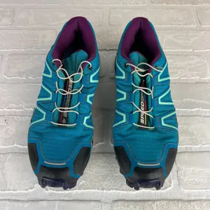 Salomon Speedcross 4 Shoes Womens 8.5 Blue Purple Trail Running Quicklace Lugs thumbnail 2