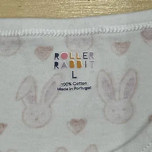 Roller Rabbit Love Bunnies Ladies 2 Piece Pajama PJ Set Pink White Size Large thumbnail 4