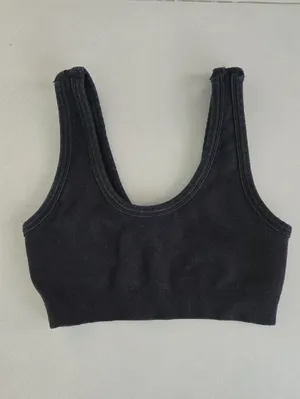 ALO Yoga Wellness Black Logo Ribbed Sport Bra Size S thumbnail 4