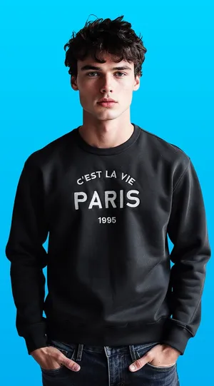 No Comment C'est La Vie Paris 1995 Graphic Crewneck Sweatshirt- medium thumbnail 1