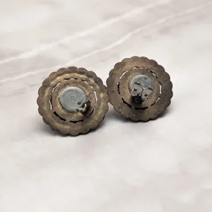 Vintage Clip On Earrings Large Chunky Statement Dark Bronzeish Tone Faux Pearl thumbnail 6