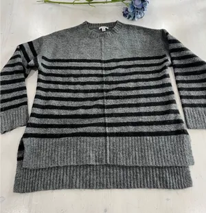 Current Air Striped Tunic Sweater Gray Black Long Sleeve‎ Pullover XS thumbnail 1