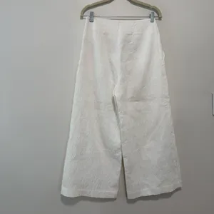 Maeve Anthropologie Pintucked White Wide Leg Gauzy Crinkle Pants Size 6 thumbnail 4