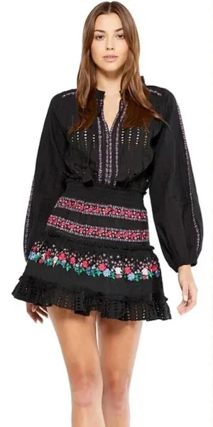 MISA Los Angeles Manuela‎ Dress Black Embroidered thumbnail 1