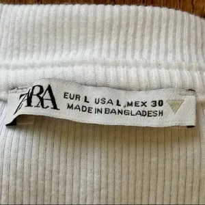 Zara White Ruffle Cropped Tank Top Women’s Large thumbnail 3