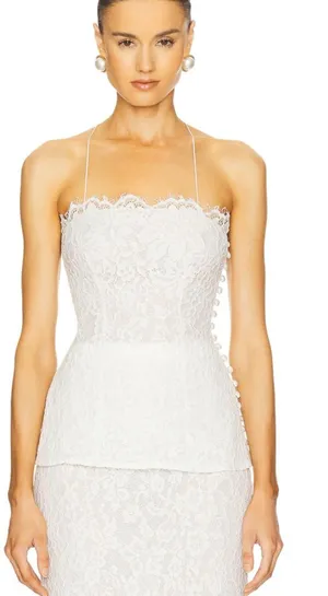 HELSA The Forever Audrey Lace Camisole Elegant White Lace Top S thumbnail 1