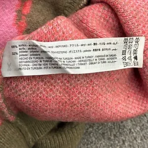 Zara Striped Knit Crewneck Sweater Pink Green Grunge Oversized Size M thumbnail 7