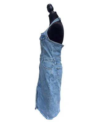 Universal Threads Denim Halter Midi Dress 90s Y2K Button Front Slit Pockets⁠ Sz 6 thumbnail 8