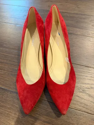 Marc Fisher Zala Block Heel Pump Red Suede Dress Heels - Size 7.5 - C61-100 thumbnail 2