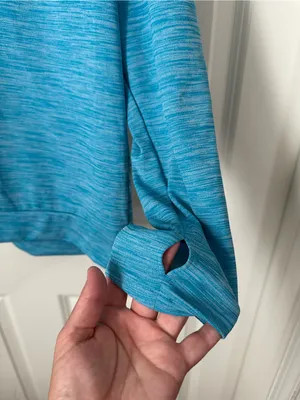 Nike Running Dri Fit Womens Large 1/4 Zip Blue Stretch Long Sleeve thumbnail 4