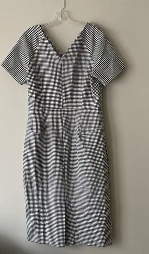 Banana Republic Black And White Gingham Plaid Dress Size 12 thumbnail 5