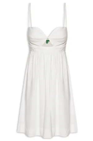 NWOT Farm Rio Linen Blend White Sleeveless Mini Dress Size L thumbnail 5