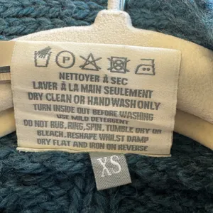 Carraig Donn Irish Merino Wool Cable Knit Cardigan Teal Blue XS Made in Ireland thumbnail 9