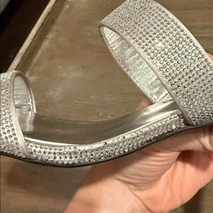 Anne Klein Women’s Sandals Size 5 New Silver Rhinestone‎ Block Heel Dressy thumbnail 11
