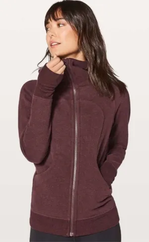 Lululemon zip up Scuba Classic Cotton Fleece Heathered Bordeaux Drama size‎ 4 thumbnail 1