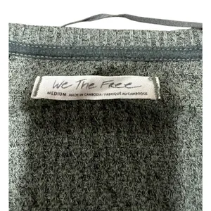 Free People We The Free Santa Clara Thermal Top Olive Green Waffle Knit Medium thumbnail 4