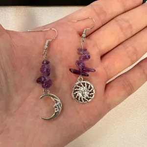 Asymmetry Moon Sun Dangle Drop Earrings for Women thumbnail 4