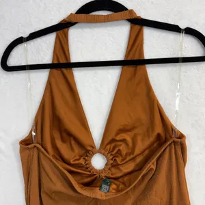 Wild Fable XL Minidress Orange Shimmer Halter Cutout Bodycon Y2K Club Fest Date‎ thumbnail 7