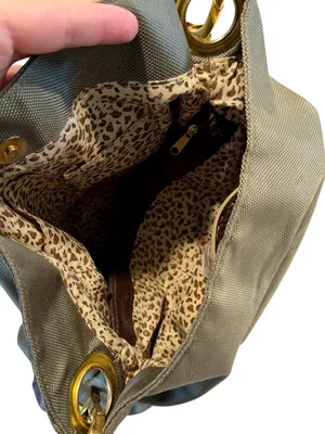 Braciano Olive and Dark Brown Shoulder Bag with Gold Hardware thumbnail 5