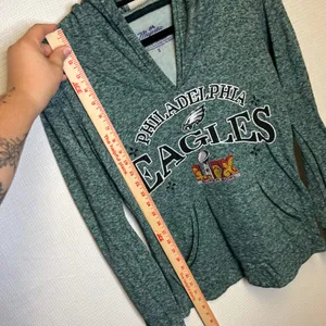 Majestic Threads Philadelphia Eagles Super Bowl LII Heather Green Hoodie Small thumbnail 3