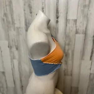 Color Block One Shoulder Crop Top Womens Size Small Orange Blue Raw Hem Festival thumbnail 5