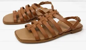 Nordstrom Rack tan vegan leather gladiator style sandals 6.5 thumbnail 1