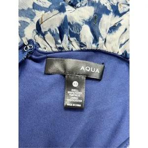 AQUA Blue White Floral Metallic Ruffle Maxi Dress Size Extra Small NWT thumbnail 5