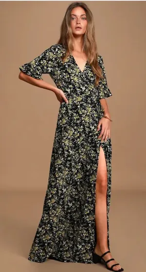 Lulus Floral Wrap Maxi Dress thumbnail 1