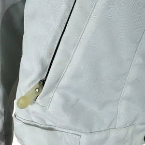Castle Streetwear White Gray Full Zip‎ Lined Mock Neck Motorcycle Jacket Size 10 thumbnail 7