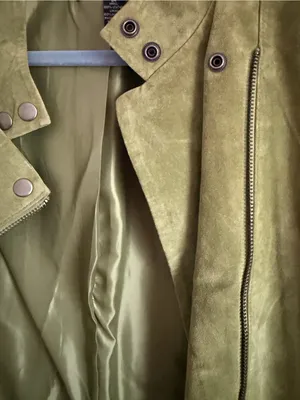 Olive green women’s Alfani moto leather jacket size 1X thumbnail 9