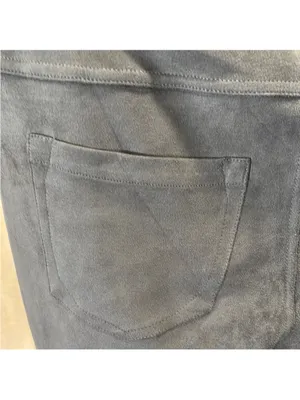Premise Gray Faux-Suede Leggings with Black Elastic Waistband thumbnail 6