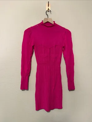 By Anthropologie Turtleneck Sweater Dress Size XXS Petite Pink thumbnail 5