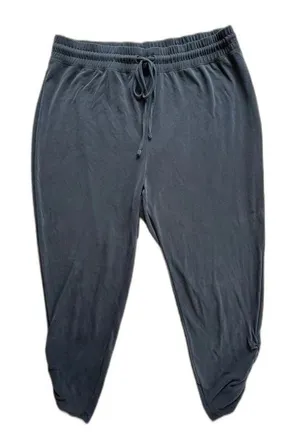 Express Womens Black Sandwashed Ruched Hem Joggers Large Modal Lounge Pants thumbnail 1