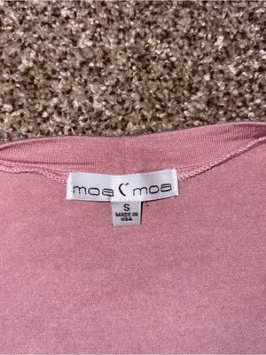 Moa Moa Dusty Pink Button-Front Tiered Long Sleeve Top Small thumbnail 2